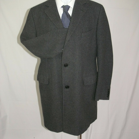 Fay Charcoal Micro Check Three Button Overcoat XXL